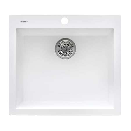 Ruvati 22"x20" Dual-Mnt Granite Composite Sgl Bowl Kitchen Sink, Wht RVG1022WH